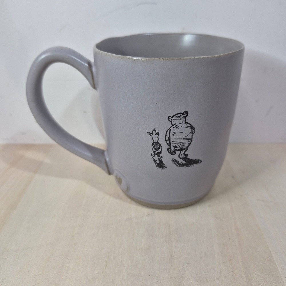 Demdaco Winnie the Pooh Piglet Quote Coffee Mug Grey Ceramic Friendship 4in